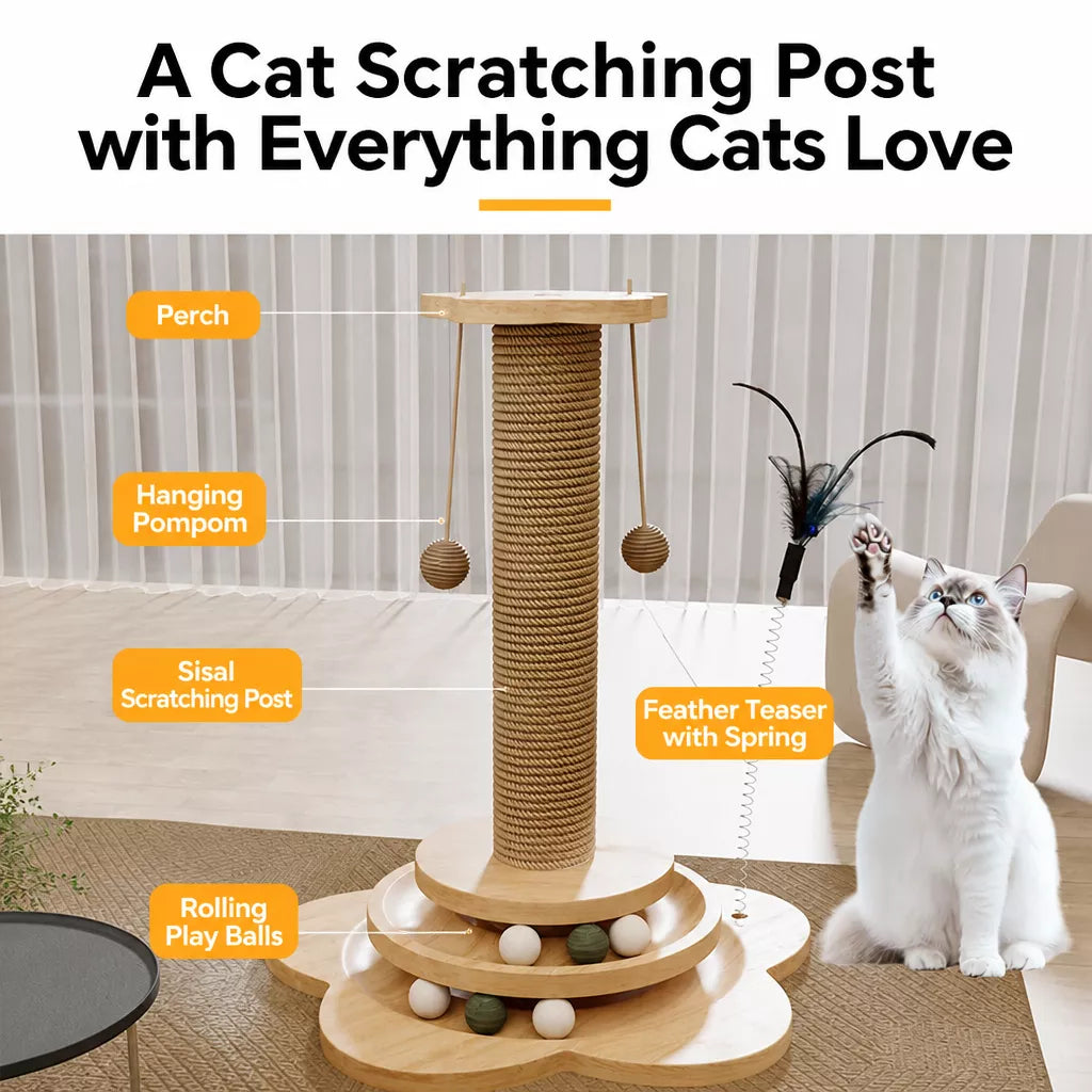 Vertical Sisal Cat Scratching Post with Climbing Structure