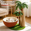 Vertical Coconut Tree Cat Scratcher with Integrated Cat Bed