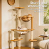Solid Wood Cat Tree with Cat Condos and Play Platforms