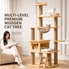 Large Solid Wood Cat Tree with Space Pod, House & Lookout Platforms