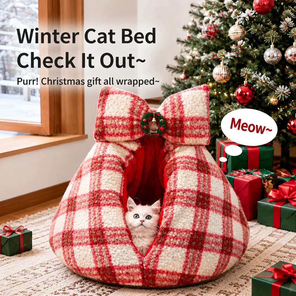 Semi-Enclosed Pet Tent Bed for Cats and Small Dogs