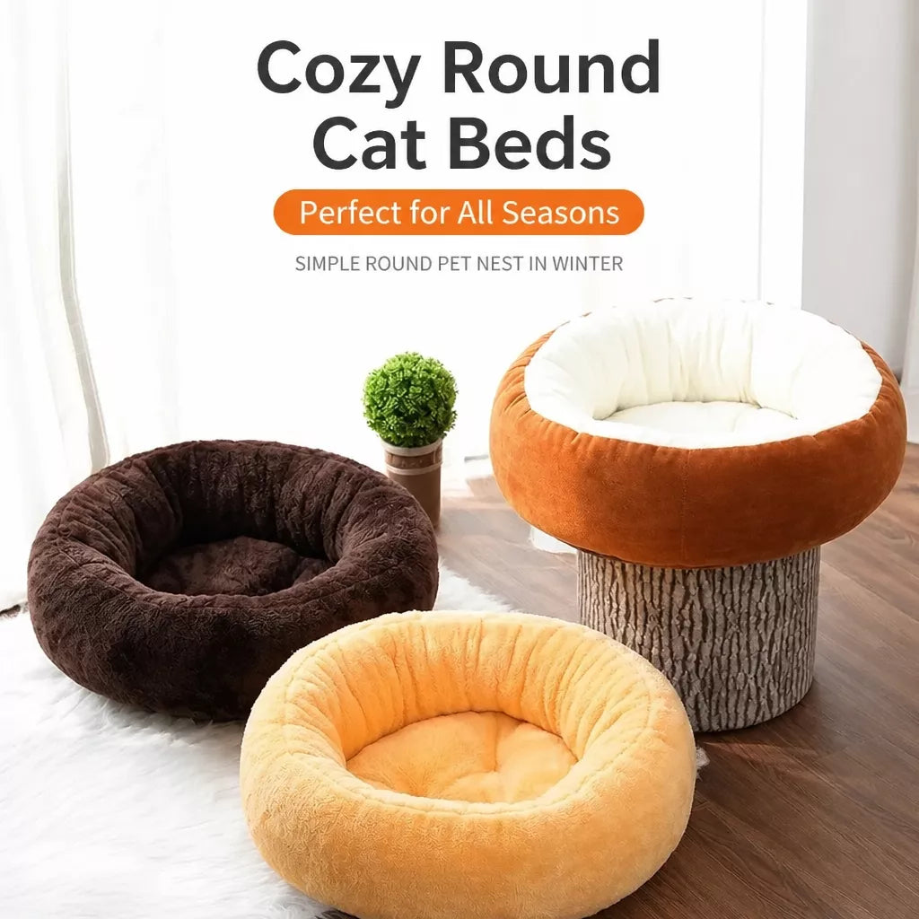 All-Season Plush Pet Bed for Cats and Small Dogs