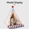 Semi-Enclosed Cotton-Linen Pet Tent Bed for Cats and Small Dogs