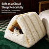 Semi-Enclosed Corduroy Pet Tent Bed for Cats & Dogs