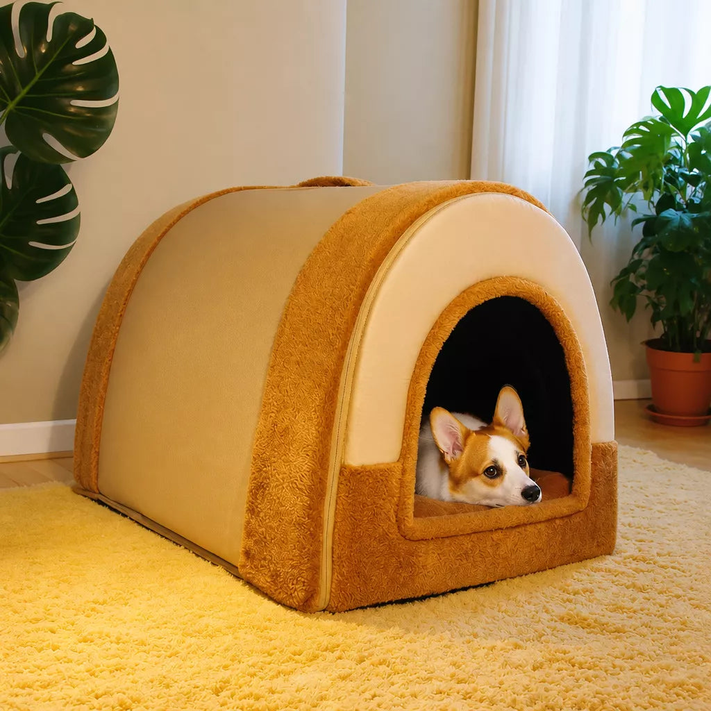 Enclosed Washable Pet House Bed for Dogs and Cats