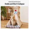 Semi-Enclosed Cotton-Linen Pet Tent Bed for Cats and Small Dogs