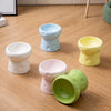 Cheese-Shaped Raised Ceramic Double Bowl Set for Cats and Dogs