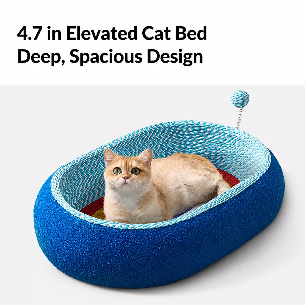 Cat Scratcher Bed with Integrated Lounge Nest