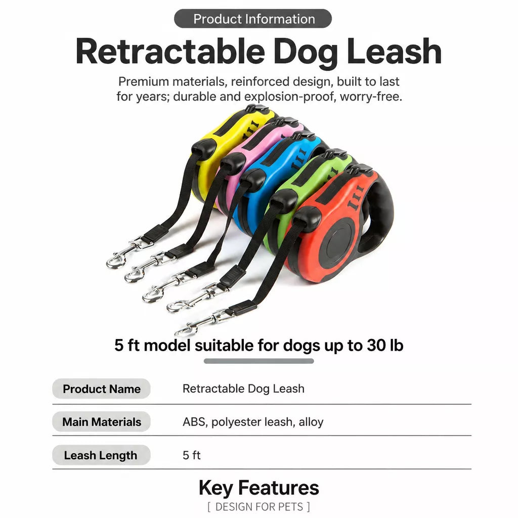 Retractable Dog Leash, 16.4 ft