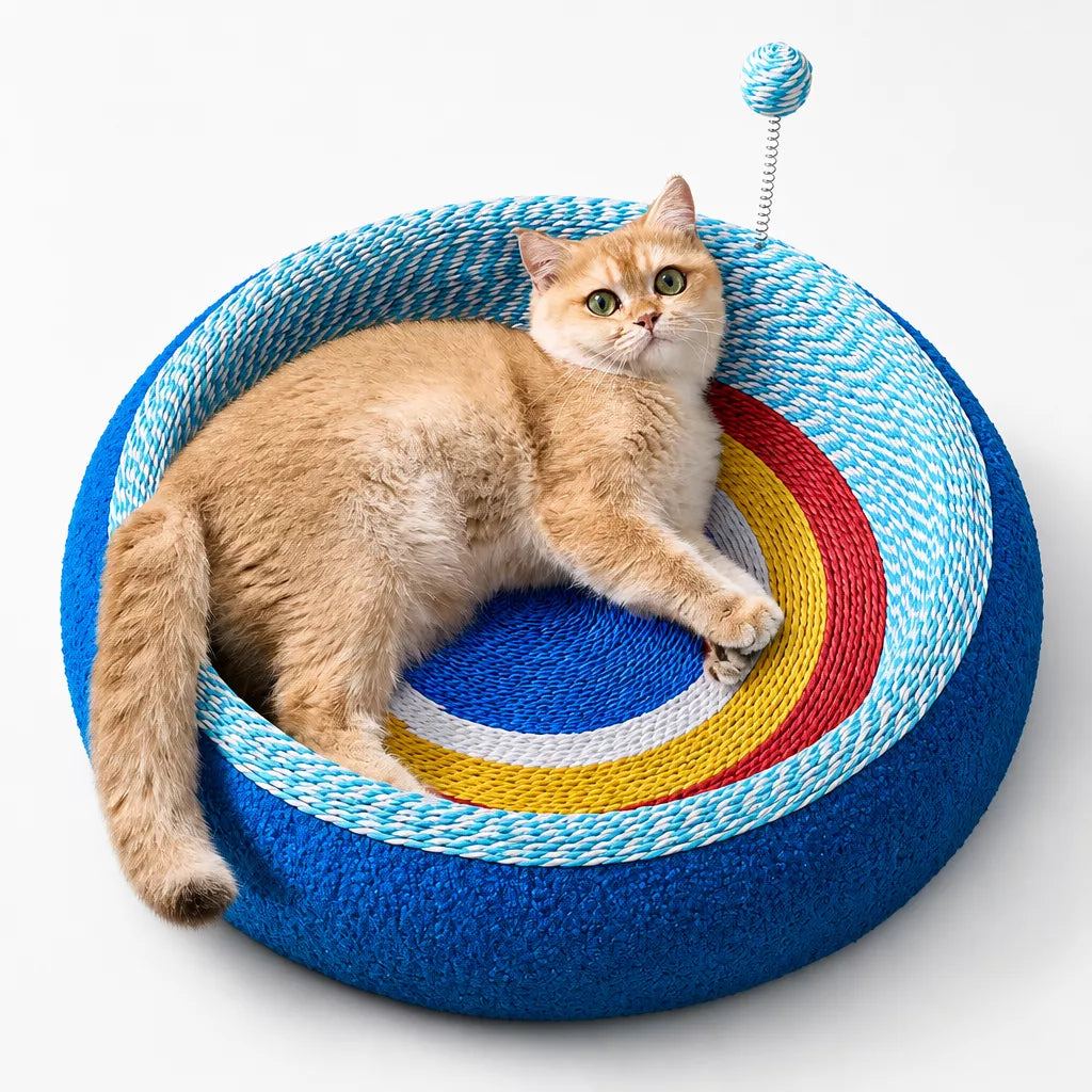 Cat Scratcher Bed with Integrated Lounge Nest
