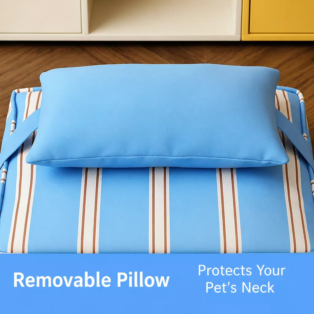 Removable Washable Striped Pet Bed for Small to Medium Dogs & Cats