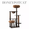 Rubberwood Cat Tree with Hideaway and Climbing Platforms