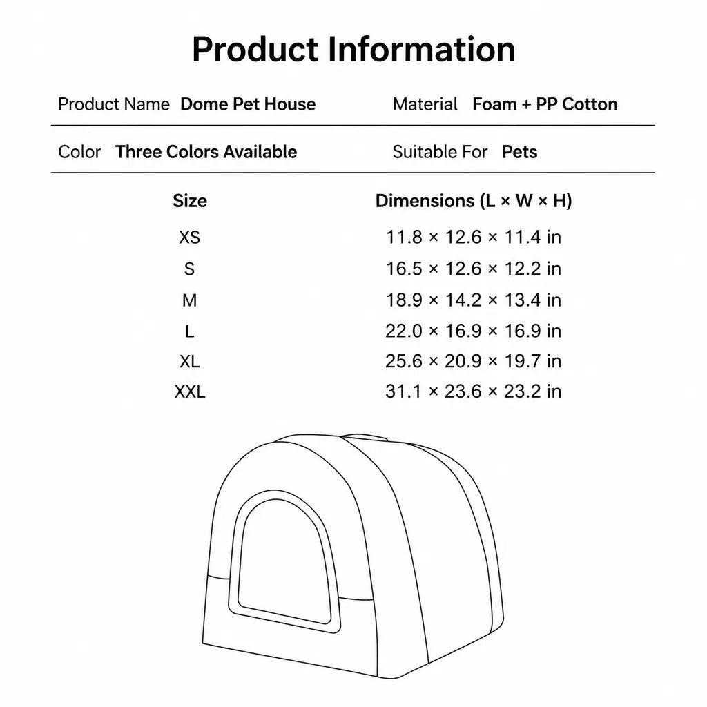 Enclosed Washable Pet House Bed for Dogs and Cats