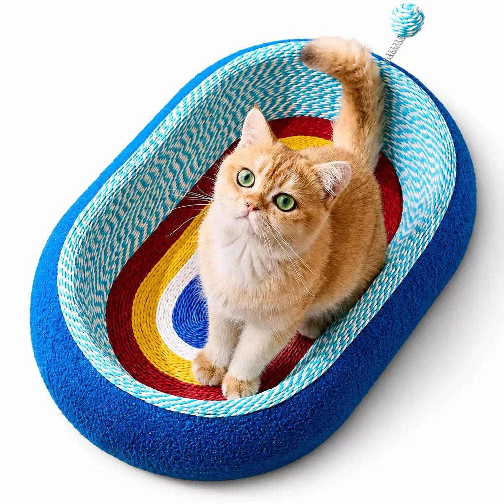 Cat Scratcher Bed with Integrated Lounge Nest