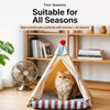 Semi-Enclosed Cotton-Linen Pet Tent Bed for Cats and Small Dogs