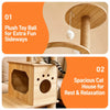 Large Wooden Cat Tree with Space Capsule & Scratching Post