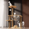 Solid Wood Cat Tree with Capsule Perch and Scratching Posts