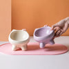 Ceramic Cat Bowl with Four-Leg Stand and Bow Tie