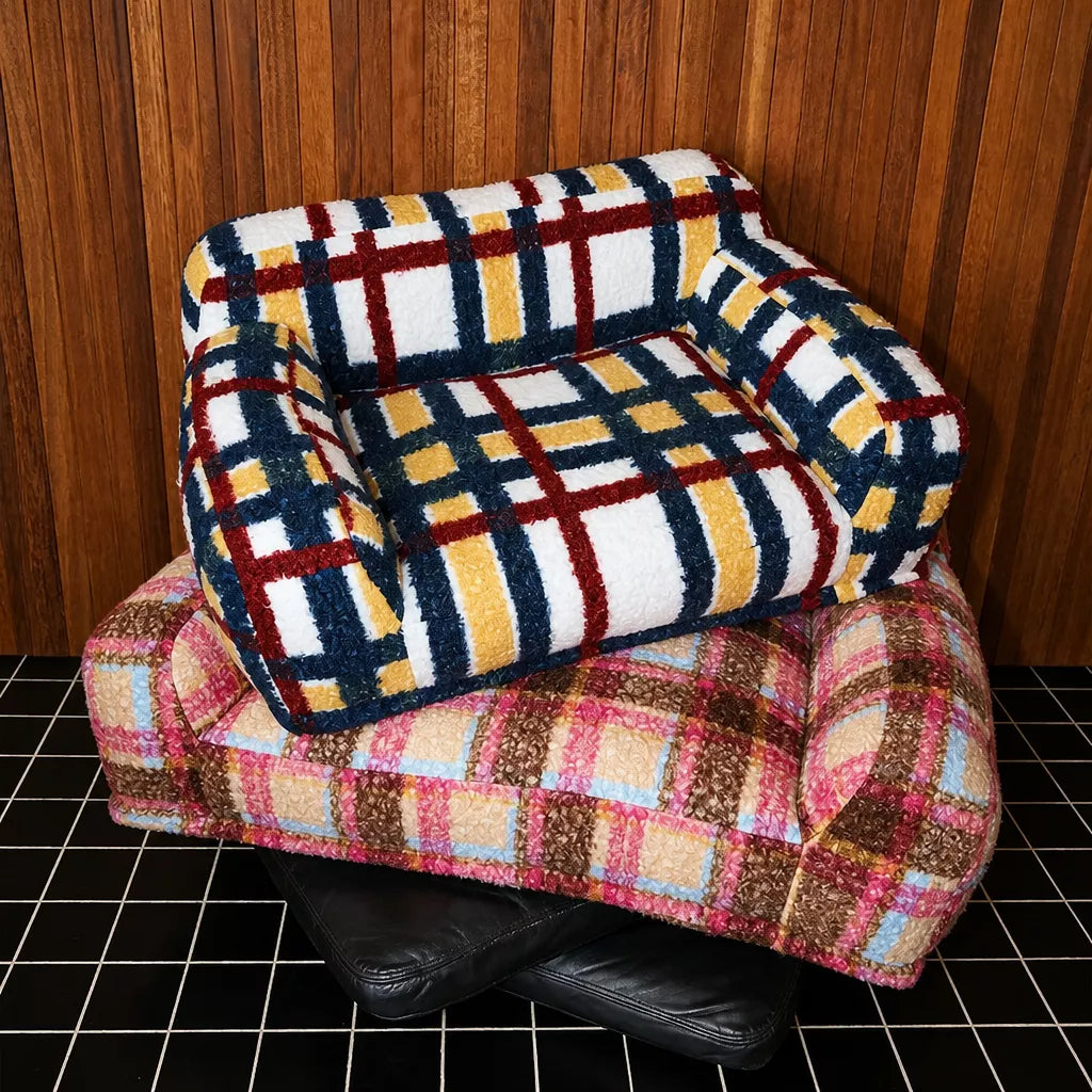 Vintage Plush Pet Sofa Bed for Dogs & Cats