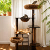 Rubberwood Cat Tree with Hideaway and Climbing Platforms