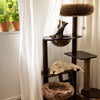 Rubberwood Cat Tree with Hideaway and Climbing Platforms