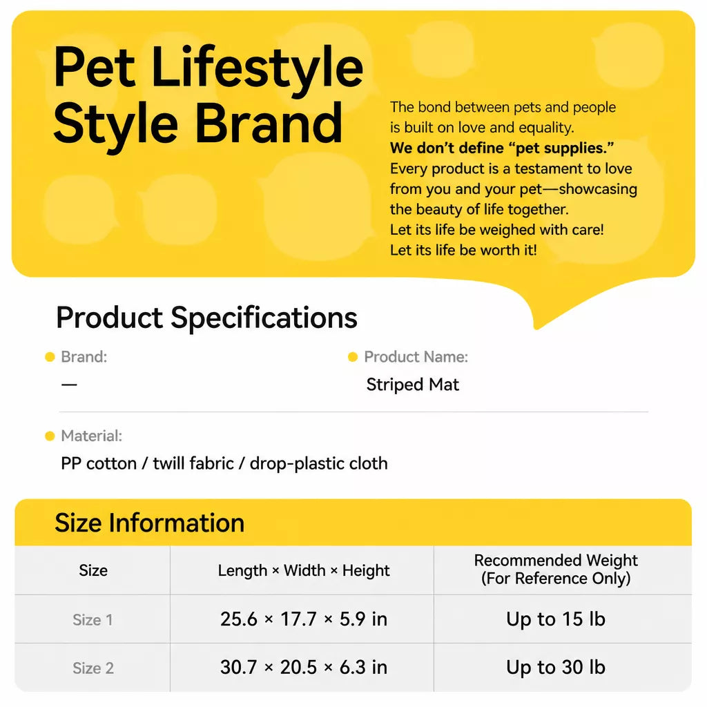 Removable Washable Striped Pet Bed for Small to Medium Dogs & Cats