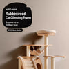 Solid Wood Cat Tree with Scratching Post and Hideaway
