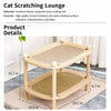 Two-Tier Solid Wood Cat Bed with Sisal Scratcher and Woven Mat