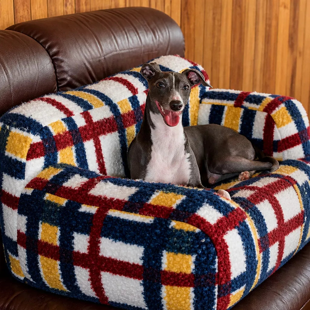 Vintage Plush Pet Sofa Bed for Dogs & Cats