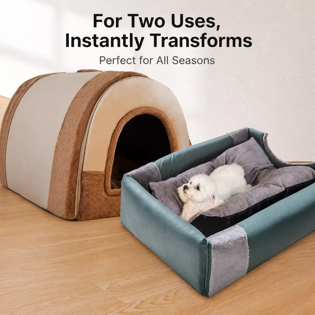 Enclosed Washable Pet House Bed for Dogs and Cats