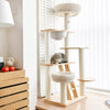 Rubberwood Cat Tree with Hideaway and Climbing Platforms