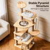 Large Solid Wood Cat Tree with Space Pod, House & Lookout Platforms
