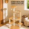 Solid Wood Cat Tree with Cat Condos and Play Platforms