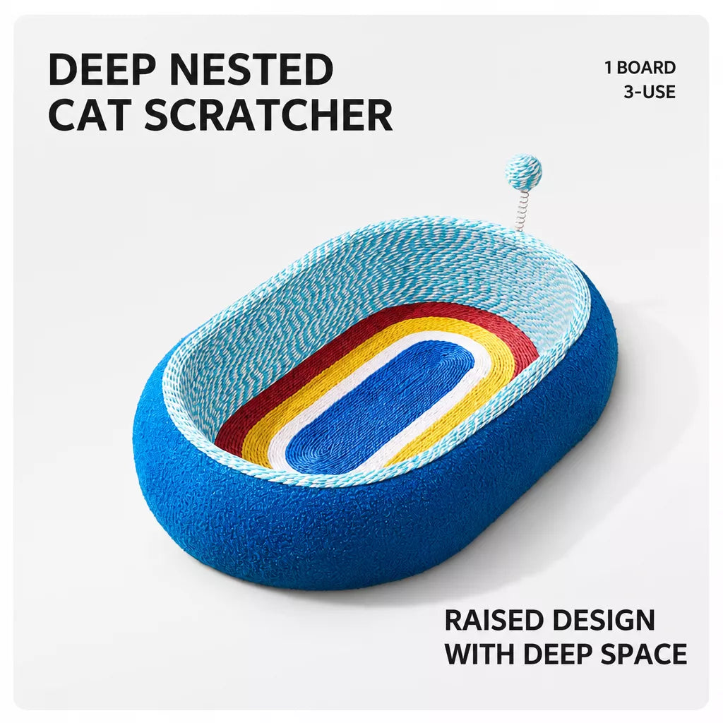 Cat Scratcher Bed with Integrated Lounge Nest
