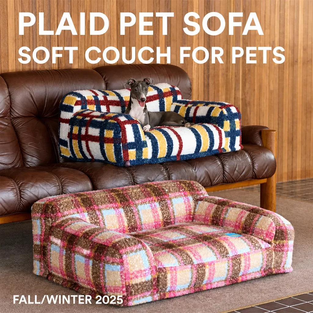 Vintage Plush Pet Sofa Bed for Dogs & Cats