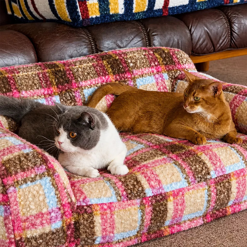 Vintage Plush Pet Sofa Bed for Dogs & Cats