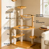 Solid Wood Cat Tree with Cat Condos and Play Platforms