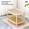Two-Tier Solid Wood Cat Bed with Sisal Scratcher and Woven Mat