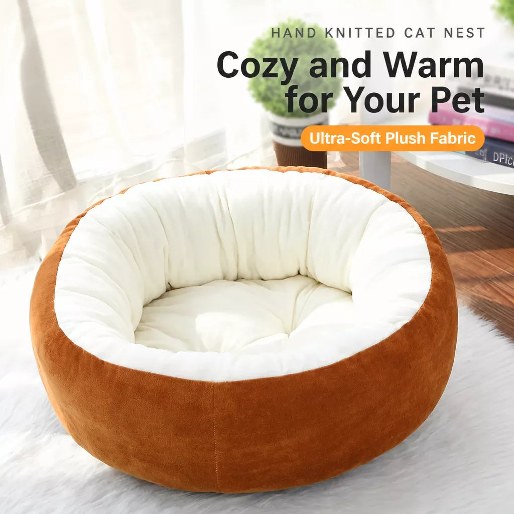 All-Season Plush Pet Bed for Cats and Small Dogs