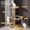 Solid Wood Cat Tree with Capsule Perch and Scratching Posts