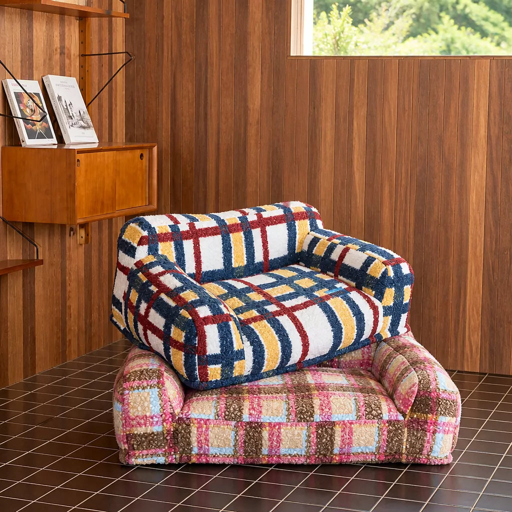 Vintage Plush Pet Sofa Bed for Dogs & Cats