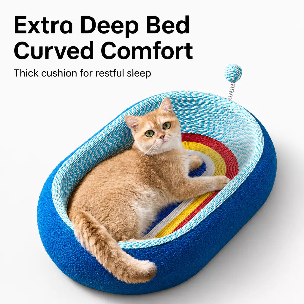 Cat Scratcher Bed with Integrated Lounge Nest