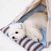 Semi-Enclosed Cotton-Linen Pet Tent Bed for Cats and Small Dogs