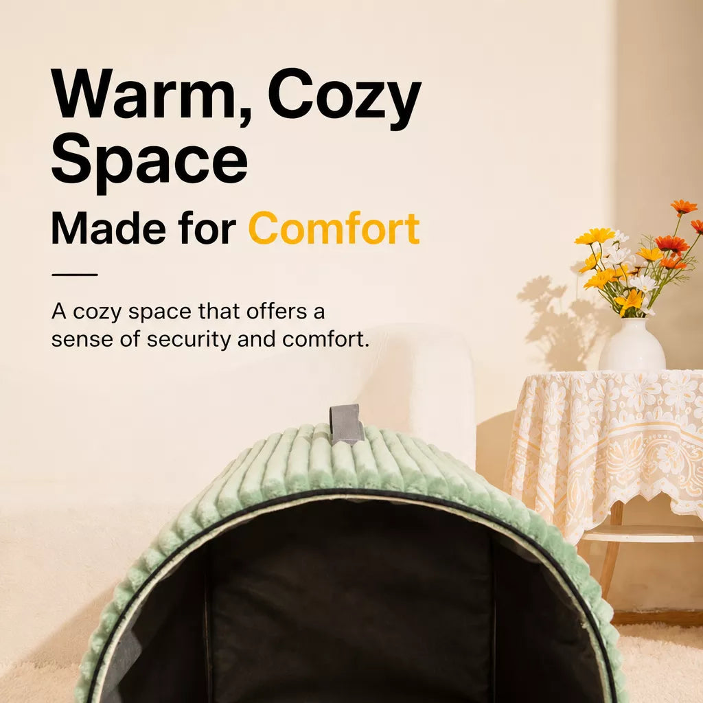 Enclosed House-Style Pet Bed for Cats and Dogs