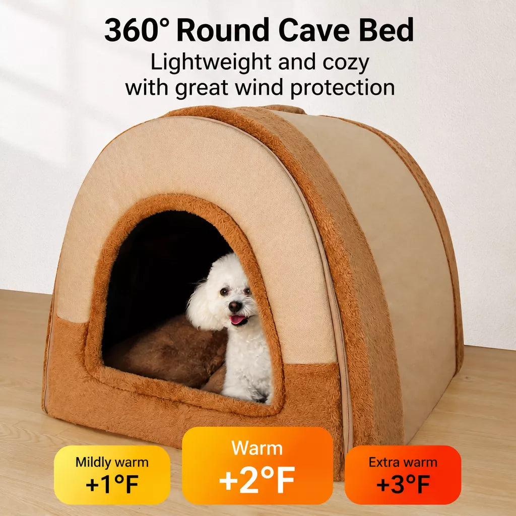 Enclosed Washable Pet House Bed for Dogs and Cats
