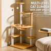 Solid Wood Cat Tree with Cat Condos and Play Platforms
