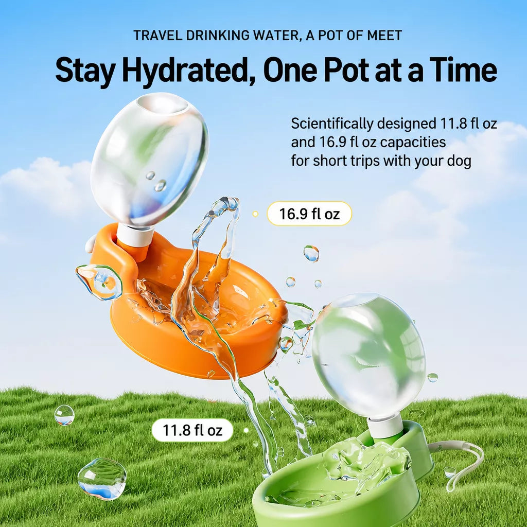 Portable Dog Water Bottle with Foldable Bowl
