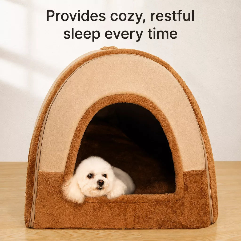 Enclosed Washable Pet House Bed for Dogs and Cats