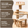 Large Solid Wood Cat Tree with Space Pod, House & Lookout Platforms