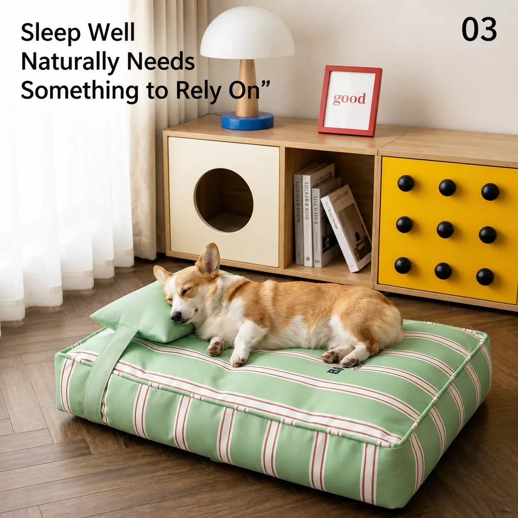 Removable Washable Striped Pet Bed for Small to Medium Dogs & Cats